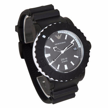 Emporio Armani Black Dial Black Silicone Strap Watch For Men AR5965