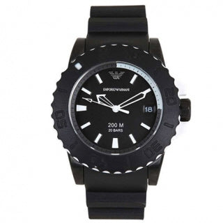 Emporio Armani Black Dial Black Silicone Strap Watch For Men AR5965